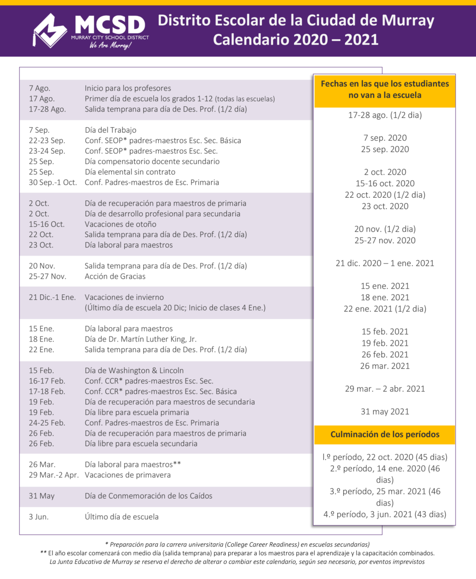 2020—2021MCSDSchoolYearCalendar_Sp3 Murray City School District